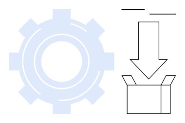 Vites ve ok açık bir kutuya giriyor. Otomasyon, mevzilenme ve sistem entegrasyonunu gösteriyor. Üretim, lojistik, yazılım dağıtımı, yenilik stratejileri, veri transferi için ideal