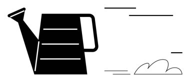 Filiz başlıklı, saplı ve basit çizgilerle sulanan su akışı minimalist bulut şekilleriyle eşleştirilmiştir. Bahçıvanlık, büyüme, yetiştirme, sürdürülebilirlik, bakım, basitlik için ideal