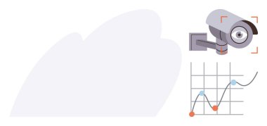 Güvenlik kamerası veri tablosunu noktalarla ve çizgilerle izliyor, teknoloji ve güvenliği birbirine bağlıyor. Analiz, izleme, veri güvenliği, teknoloji, izleme sistemleri, içgörü, eğilimler için ideal