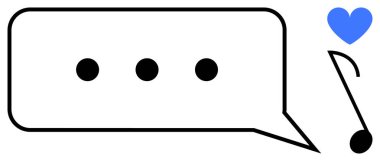 Elips, müzik notası ve mavi kalpli konuşma balonu. İletişim, yaratıcılık, aşk, bağlantı, müzik, duygu sosyal medya ve basit iniş sayfası için ideal