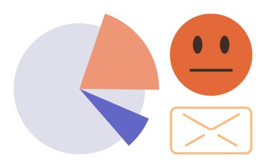 Turta grafiği, tarafsız yüz ve zarf analizler, duygular ve mesajların bir kombinasyonunu sunuyor. Analiz, geri bildirim, anket e-posta araştırması ve haberleşme için ideal. Basit düz