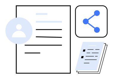 Asgari kullanıcı profili, metin satırları, ağ simgesi paylaşımı ve kontrol listesi sayfası içeren belge. Kullanıcı profilleri, ağ oluşturma, veri paylaşımı, raporlar, iletişim araçları için ideal dijital işlemler