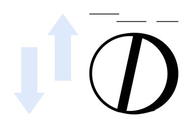 Açık mavi oklar, kalın, stilize bir harf olan O ve D, kontrastı, dengeyi ve hareketi vurgular. Finans, eğilimler, kararlar, ilerleme, analiz yönü için ideal