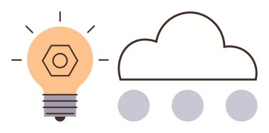 Işık yayan ampuller bulut bağlantısını gösteren noktaların altında bulunan bulut anahatlarının yanında yeniliği sembolize eder. Yaratıcılık, bulut hesaplama, yenilik, fikirler, beyin fırtınası için ideal