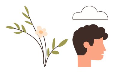 İnsan yüzü profili, minimum bulut ve yapraklı bir çiçek dalı. Temalar için idealler farkındalığı, doğayı, çevreyi, büyümeyi, yaratıcılığı, basitliği ve içgözlemi işaret eder. Temiz