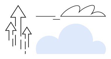 Yukarı çıkan oklar büyümeyi ve başarıyı simgeler. Bulutların arasında en küçük detaylarla hareket ederler. İlerleme, yenilik, fırsat, başarı, hırs, arzu, basitlik ve temiz bir daire için ideal