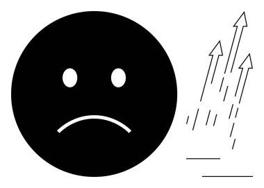 Yukarı bakan okların yanındaki siyah üzgün yüz ilerlemeyi, dönüşümü ve engelleri aşmayı simgeliyor. Büyüme, esneklik, değişim, duygu, motivasyon ve kendini geliştirme için ideal. Basit düz