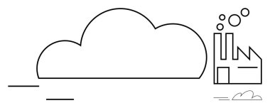 Duman yayan fabrika, hava kirliliğini sembolize eden büyük bulut. Endüstriyel etki, iklim değişikliği, ekosistem, sürdürülebilirlik, hava kalitesi, emisyon kontrolü temiz enerji temaları için idealdir. Basit düz