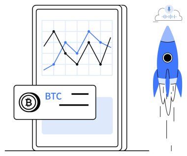 Bir mobil uygulama, Bitcoin rozeti ve roket fırlatmada Bitcoin performansını takip ediyoruz. Kripto para birimi, finans, yatırım büyümesi, veri eğilimleri, yenilik teknolojisi için ideal. A