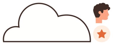 Erkek profili ve yıldız ikonuna sahip ana hat bulutu, bağlantıyı, tanımayı, teknolojiyi, özlemleri sembolize ediyor. Yaratıcılık, takım çalışması, yenilik, kişisel gelişim için ideal modern teknoloji.