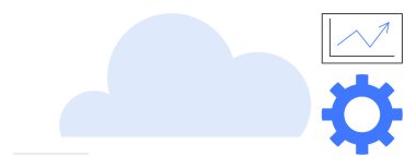 Yükselen çizelge ve teçhizatlı bulut analitik, büyüme, teknoloji ve sistem yönetimini temsil ediyor. Bulut hesaplama, analitik, dijital çözümler, bilişim, yenilik sektörü büyümesi için idealdir.