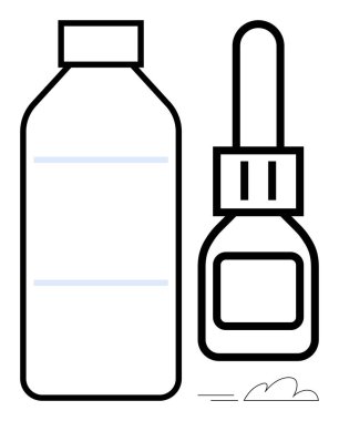 Şişe ve dışkılayıcı, sağlık, cilt bakımını, laboratuvar işini, hijyen, ilaç ihtiyaçlarını, sağlık ve araştırmayı simgeliyor. Minimum tasarım için ideal basit damgalama
