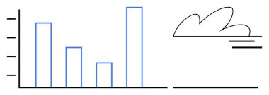 Değişen yükseklikler, minimalist bulut ve çizgilerden oluşan dikey çizelge analizi. İş, veri, teknoloji, büyüme, çevre, sunum eğitimi için idealdir. Modern basit düz metafor