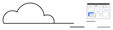 Cloud outline linked to a web interface, symbolizing data storage, file sharing, remote work, or networking. Ideal for technology, innovation, IT, cloud computing communication efficiency secure
