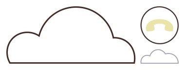 Simple cloud outline paired with a telephone icon suggesting connectivity, communication, and digital services. Ideal for technology, cloud infrastructure, networking, telecommunication, remote