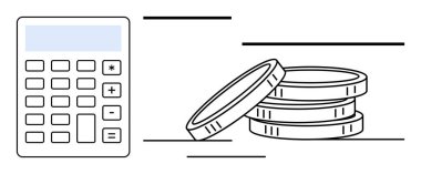 Birikmiş paraların yanındaki hesap makinesi finansal planlama, tasarruf ya da kar analizini işaret ediyor. Finans, bütçe, muhasebe, yatırım, ekonomik stratejiler, maliyet yönetimi için ideal