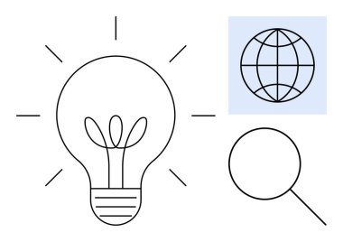 Büyüyen filizlenme, küre ve büyütme camlı ampul çevre dostu yeniliği, küresel bağlantılar, araştırma, keşif, sürdürülebilirlik fikirleri, yeşil teknoloji, modern çözümleri sembolize eder.