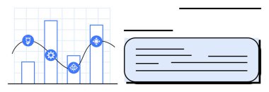 Güvenlik, dişli ve veri simgeleriyle birlikte çizgi grafiği. Analiz, siber güvenlik, istatistik, performans, rapor teknolojisi ve veri görselleştirme için ideal. Basit bir daire.