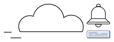 Bulut bir uyarı zili ve kısa mesaj ile bağlandı. Bulut servisi için ideal, uyarı sistemi, anlık mesajlaşma, çevrimiçi depolama, bildirim, dijital hatırlatma, basit düz metafor