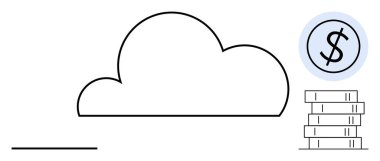 Dolar parası ve yığınla paranın yanında bulut ana hatları maliyet verimliliği, internet hizmeti, kâr. Teknoloji, finans, bilgisayar, dijital altyapı, tasarruf ve yatırım için ideal