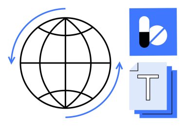 Oklu, haplı ve kapsüllü küresel ağ, metin dokümanları yığını. Sağlık, teknoloji, eğitim, yenilik, iletişim, araştırma için ideal