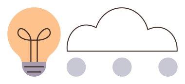Ampul ve bağlı bulut yaratıcılığı, yeniliği, fikirleri, teknolojiyi, beyin fırtınasını, ağ oluşturmayı ve veri paylaşımını temsil eden üç noktaya sahiptir. Takım çalışması ve dijital bulut kavramları için ideal