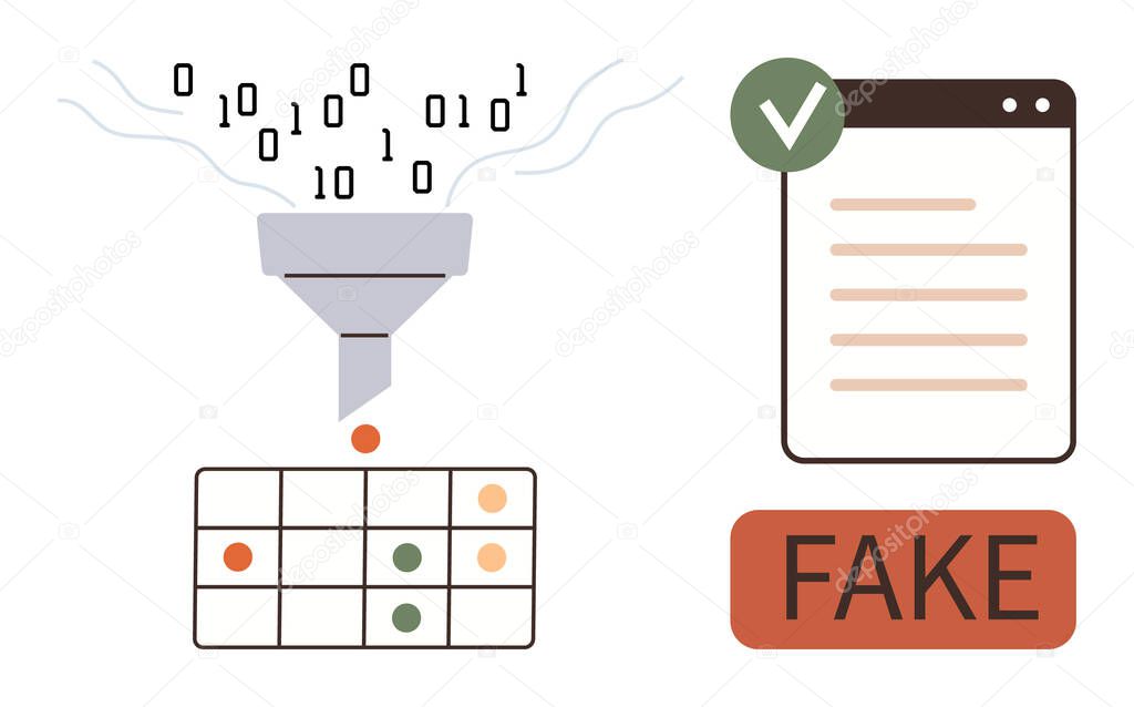Vector illustration of Funnel Filters Binary Code 841504140