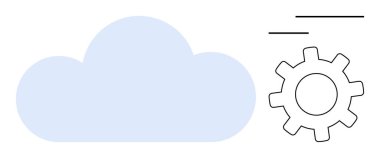 Bulut hesaplama, optimizasyon, yenilik, dijital yönetim ve bütünleşmeyi temsil eden basit bulut ve dişli elementler. Teknoloji, iş, bilişim, veri depolama ekibi ağı için ideal