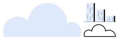 Çubuk grafik ve taslakla sadeleştirilmiş bulut veri depolama, analiz ve entegrasyonu temsil ediyor. Teknoloji, yenilik, iş dünyası, ağ, bulut hesaplama büyümesi için ideal basit düz metafor