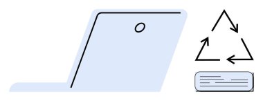 Sürdürülebilirliği, çevre bilincini ve teknolojinin yeniden kullanımını vurgulayan minimalist pil ve geri dönüşümlü oklarla dizüstü bilgisayar taslağı. Yeşil enerji, geri dönüşüm, teknoloji rehberleri, sürdürülebilirlik için ideal