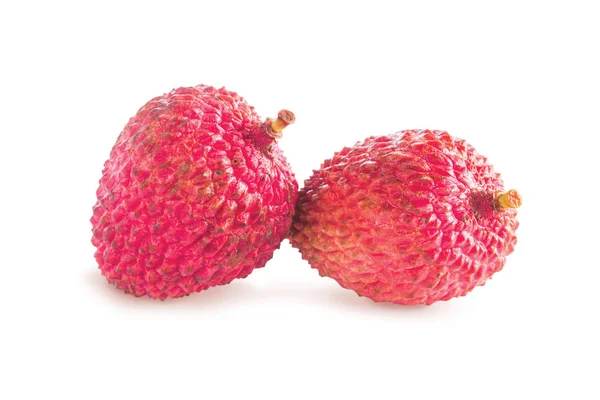 Beyaz arka planda izole kırmızı Lychee meyveler 