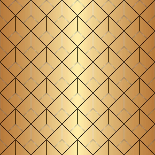 Seamless Geometric Diamond Shaped Art Deco Pattern Gold Black — Stock Vector