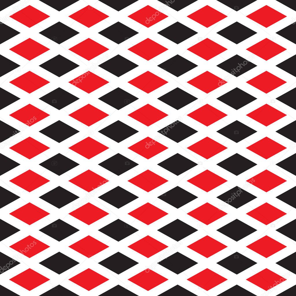 Seamless red and black rhombus diamond check pattern