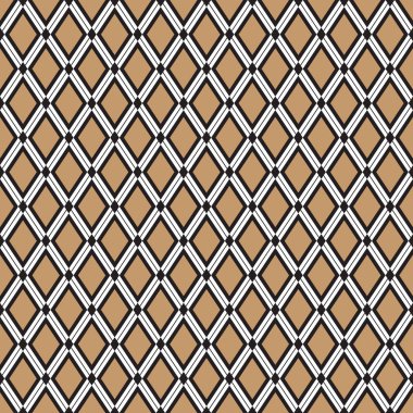 Sorunsuz vintage geometrik kare rhombus desen siyah ve altın