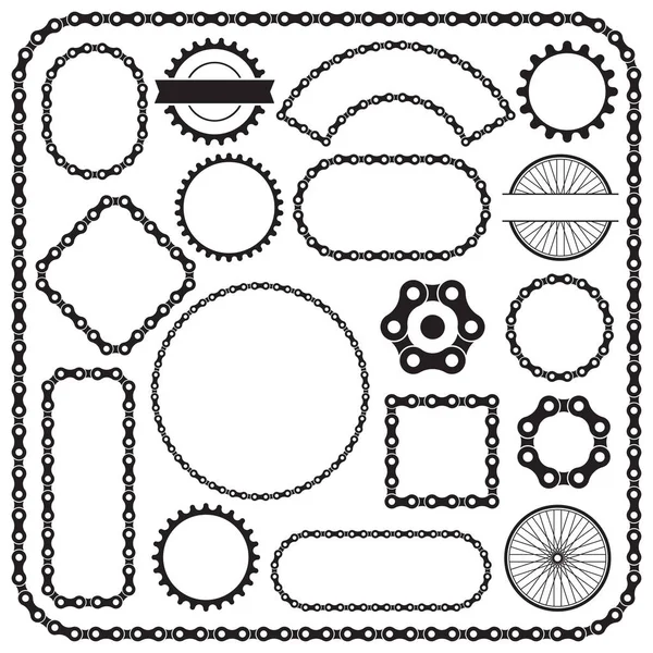 テーマの枠をサイクリング自転車のコレクション ロゴやラベルのデザインをサイクリングでの使用に最適 — ストックベクタ