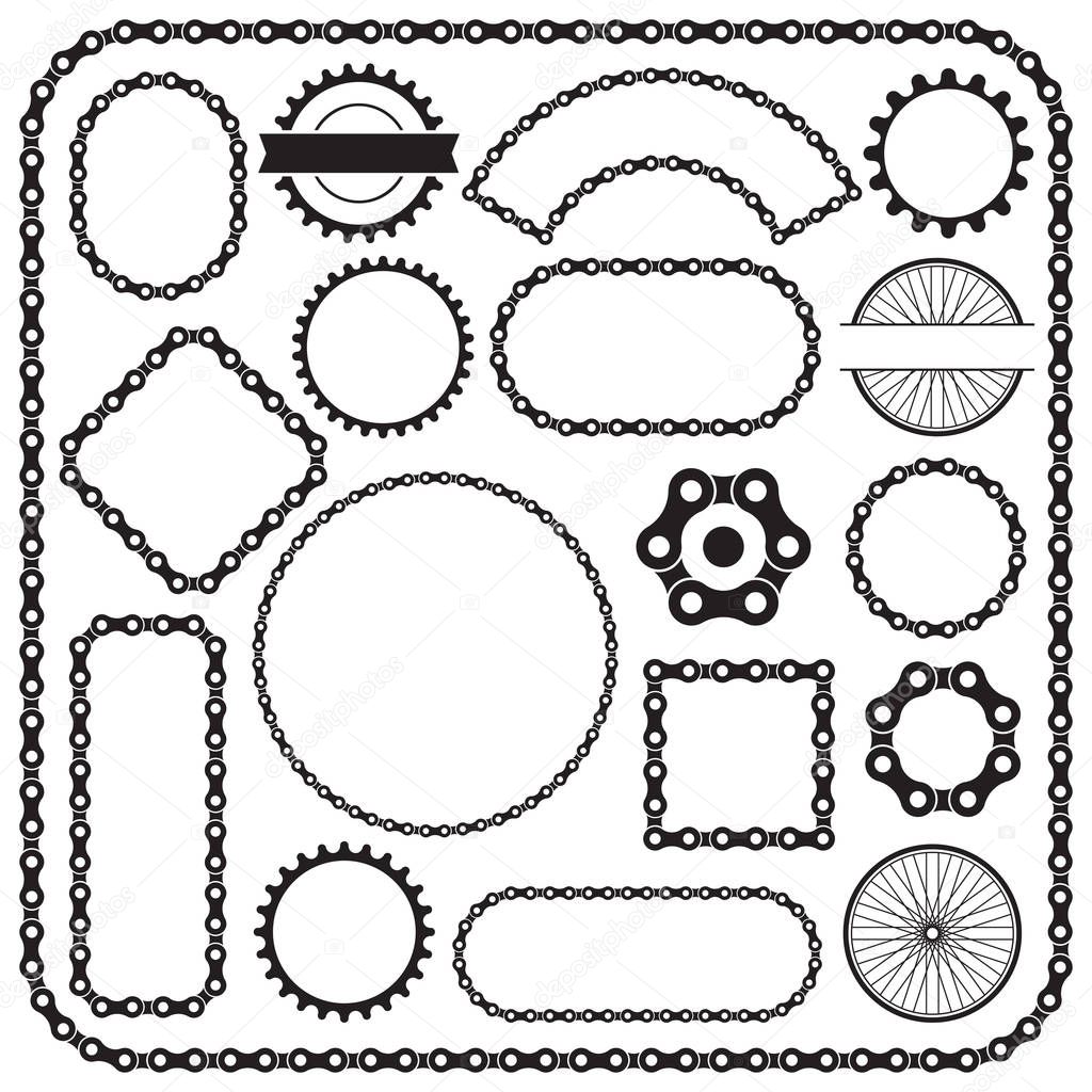 Collection of bicycle cycling themed border frames. Ideal for use in cycling logo or label designs.