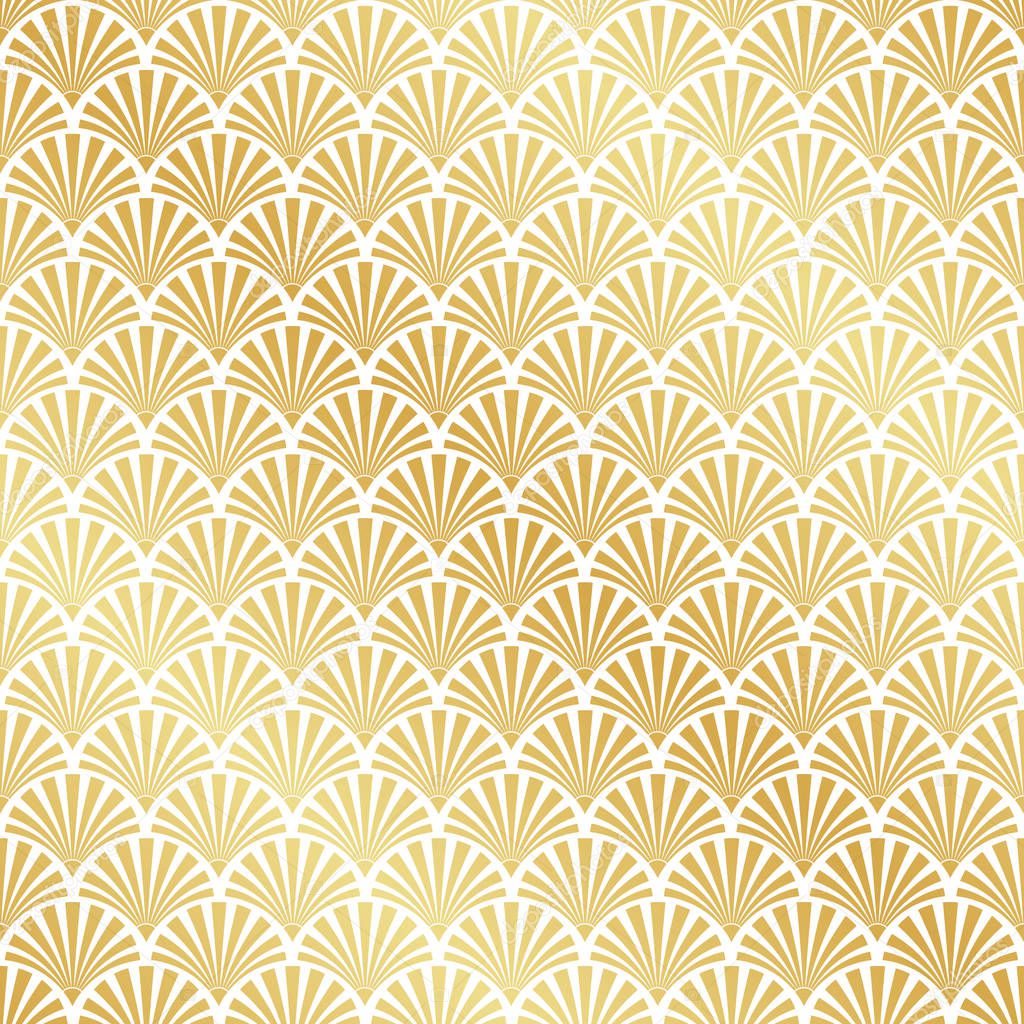 Seamless gold Art Deco palm leaf pattern