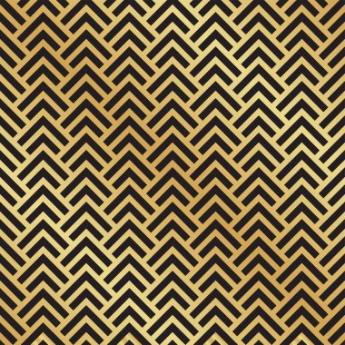 Seamless black and gold Art Deco herringbone pattern. Abstract geometric vector pattern background. clipart