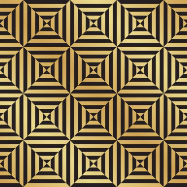 Soyut sorunsuz siyah ve altın Art Deco vektör desen