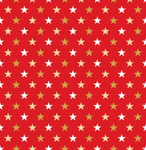 Seamless Christmas Red Gold Star Wrapping Paper Pattern Christmas Star — Stock Vector