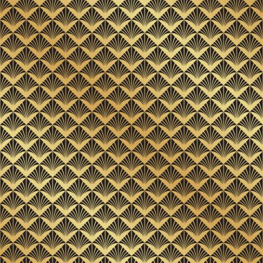 Soyut sorunsuz siyah ve altın Art Deco vektör desen