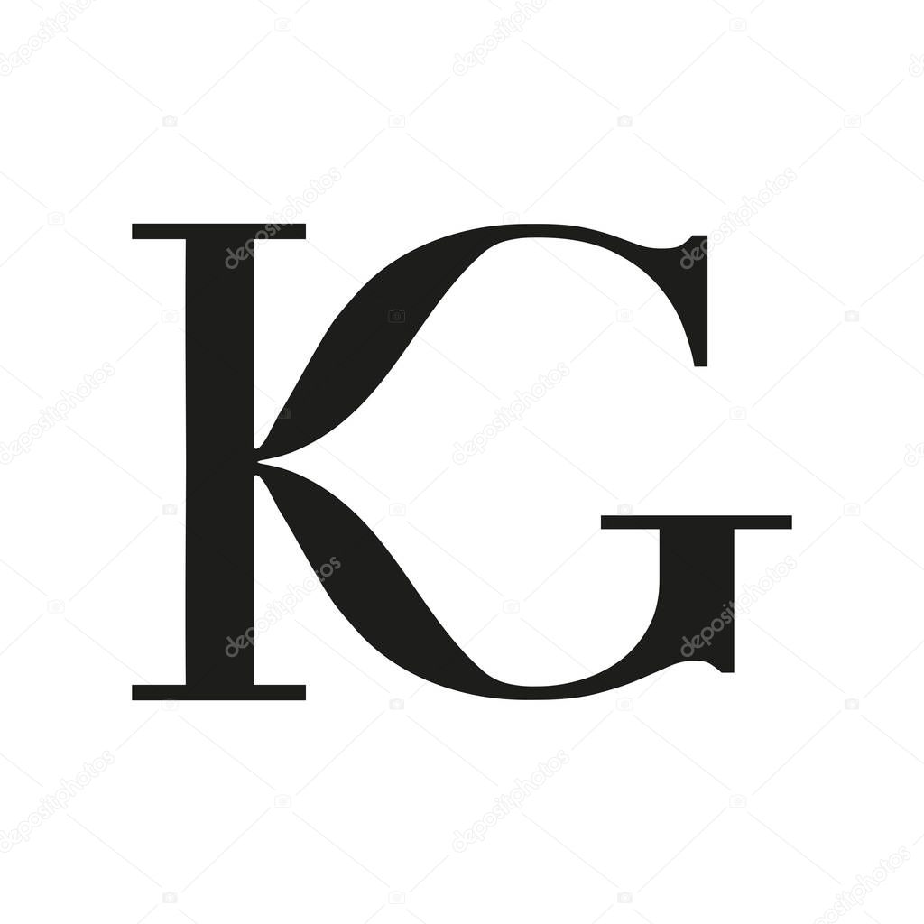 KG letter logo with merger serif letters.