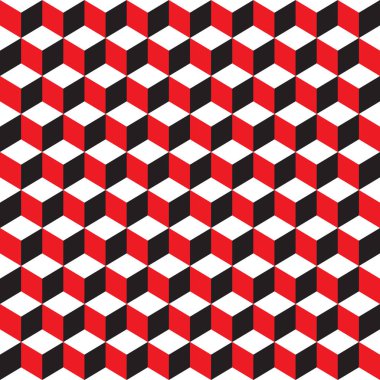 Kusursuz kırmızı ve siyah 3d küp desenli arkaplan dokusu