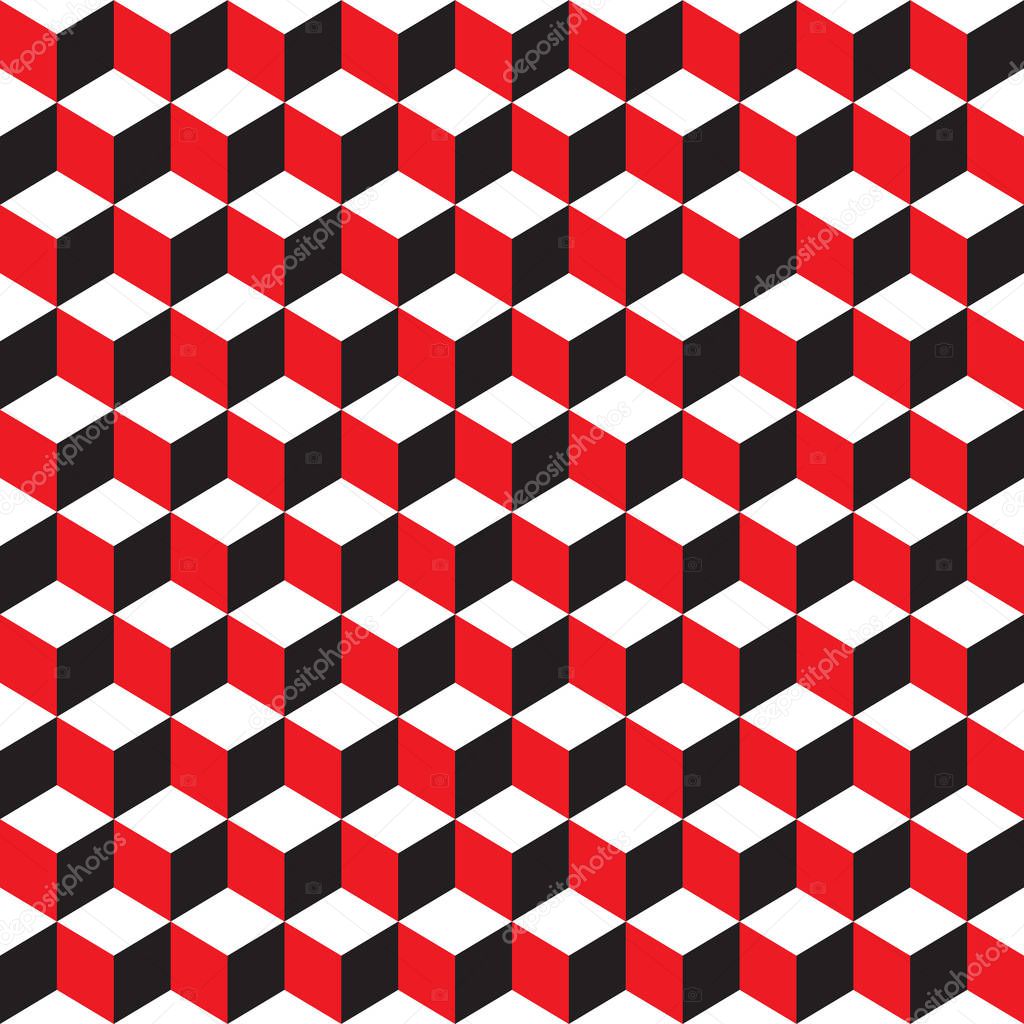 Seamless red, and black 3d cubes pattern background texture