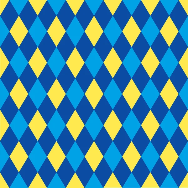 Nahtloser Harlekin-Hintergrund in blau und gelb. — Stockvektor