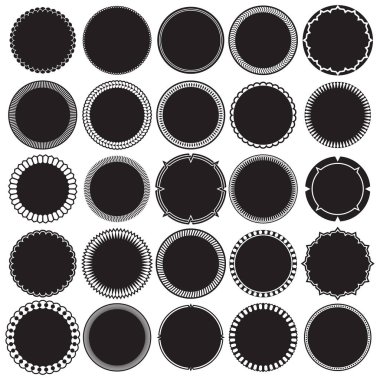 Yuvarlak Dekoratif Sınır Çerçeveleri Koleksiyonu. Eski etiket tasarımları için ideal.