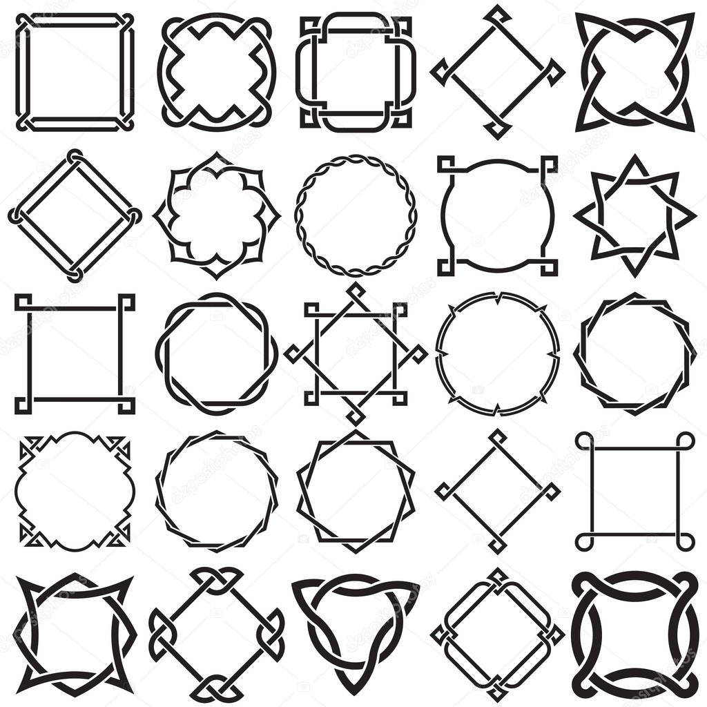 Collection of Knotwork Decorative Ornamental Border Frames. Ideal for label designs.