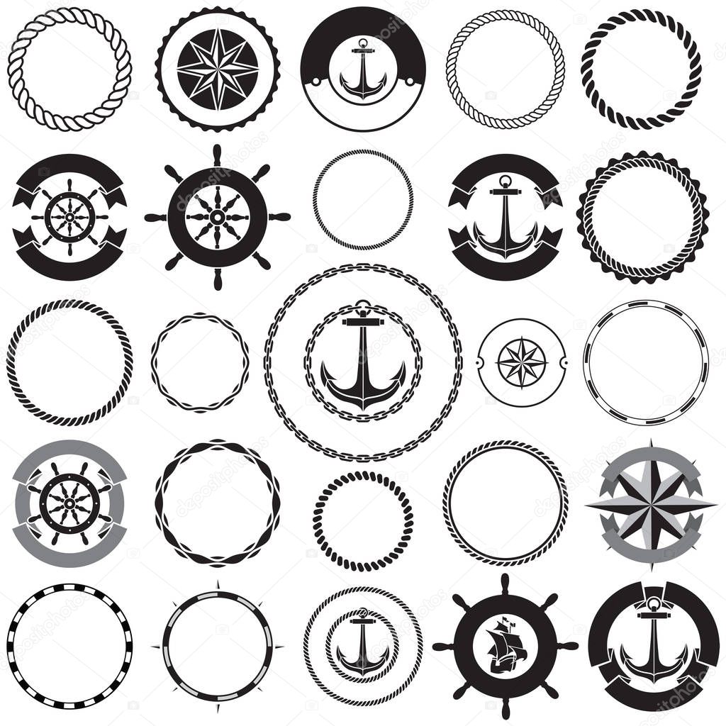Collection of nautical border frames. Ideal for decorative vintage label designs.