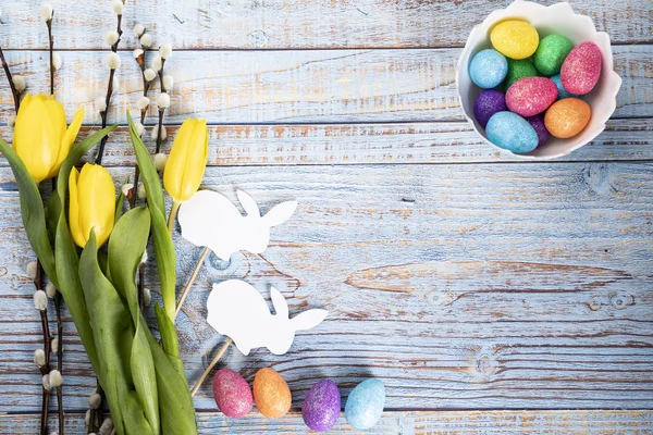 Ostern Bunte Background Christmas Decorations Osterhintergrund — Stockfoto