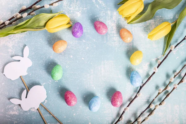 Ostern Bunte Background Christmas Decorations Osterhintergrund — Stockfoto